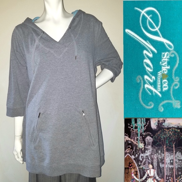 Style & Co. Tops - Style&Co Sport Oversized Hoodie Pullover Gray 3X